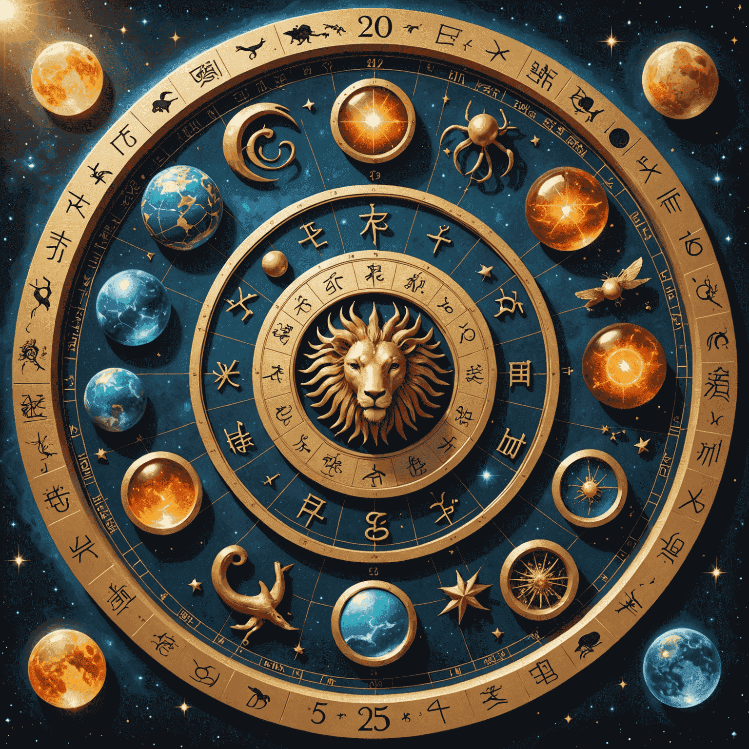 Ein Bild, das Sternzeichen und Wellness-Symbole zeigt, die den astrologischen Gesundheitsführer für 2025 repräsentieren